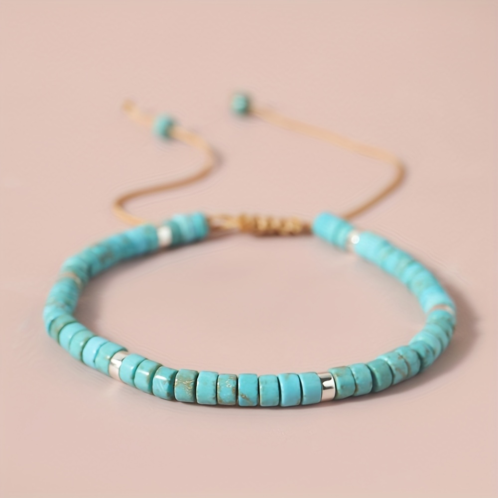 Adjustable Aquamarine Stone Bracelet Dainty & Minimalist